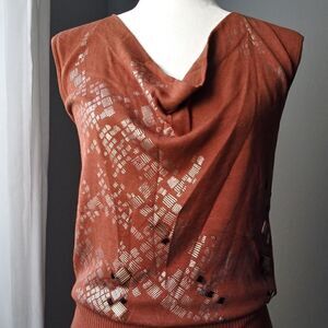 ETCETERA Cowell neck top silk blend